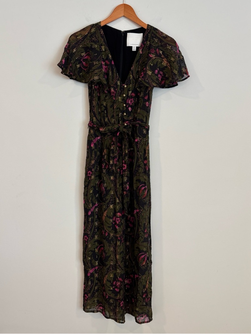 ett twa by Anthropologie Brenda green floral jumpsuit